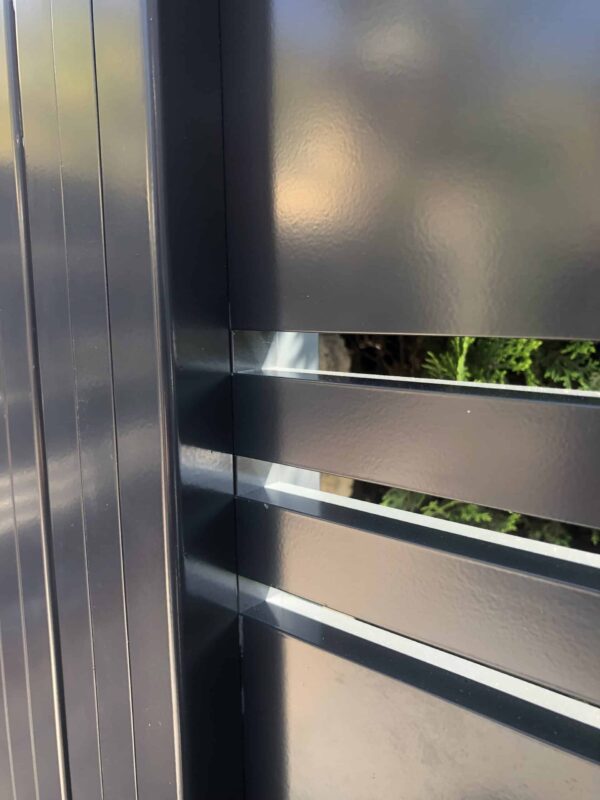 Black Aluminum fence and pedestrian gate