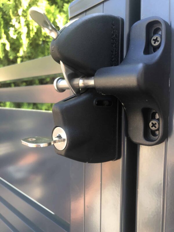 Black Aluminum fence and pedestrian gate