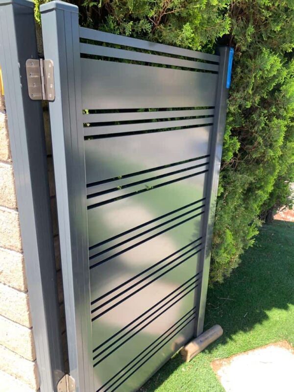 Black Aluminum fence and pedestrian gate