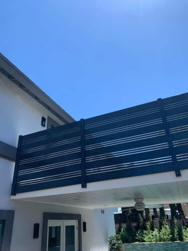 Black Aluminum fence and pedestrian gate