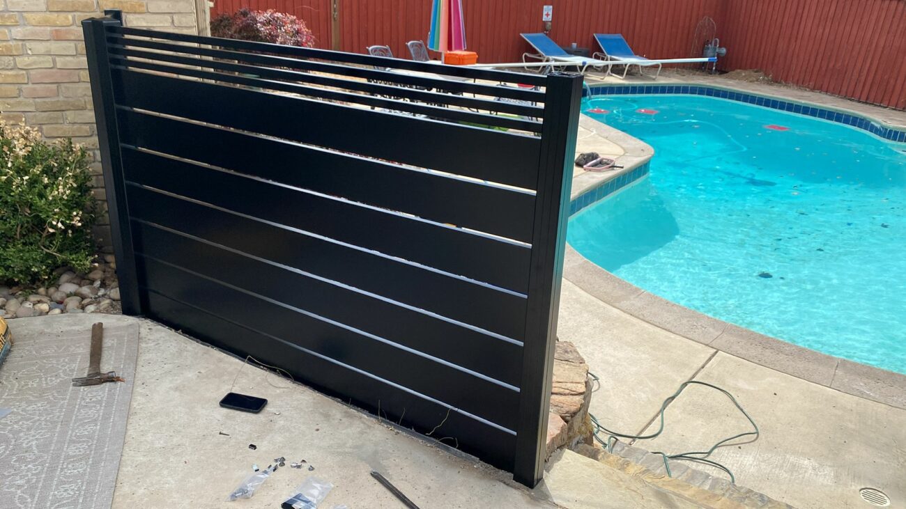Black Dallas Style aluminum fence and gate