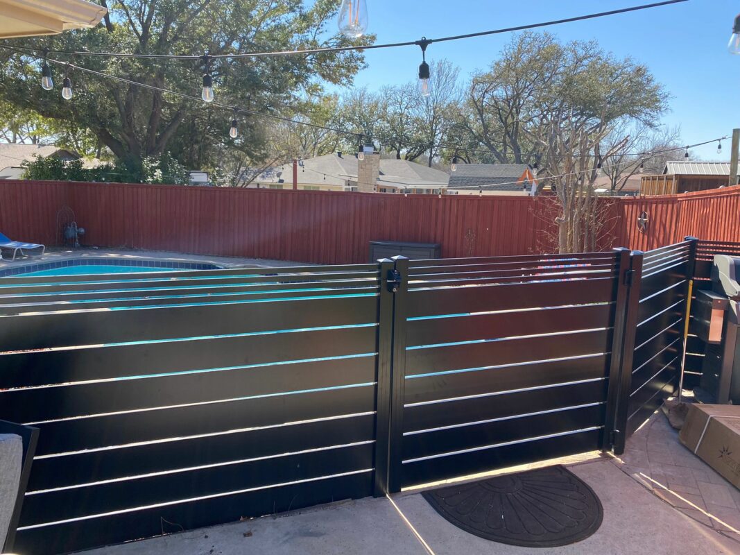Black Dallas Style aluminum fence and gate