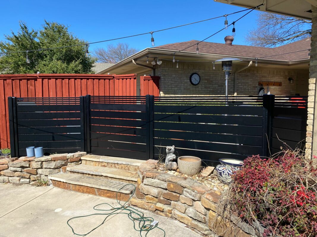 Black Dallas Style aluminum fence and gate
