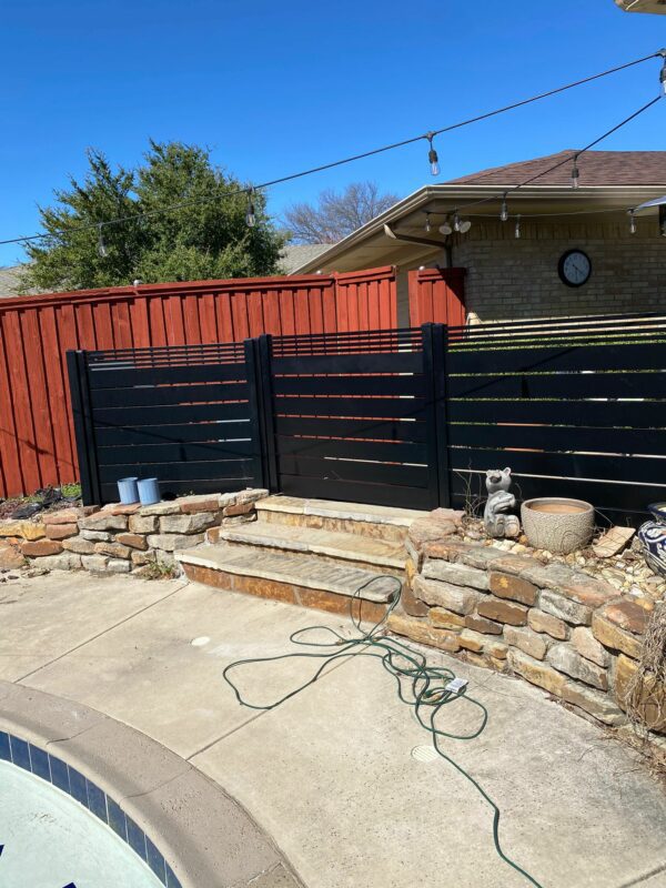Black Dallas Style aluminum fence and gate