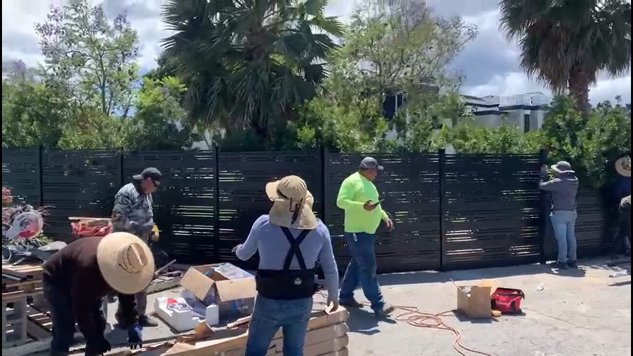 Brown Aluminum fence