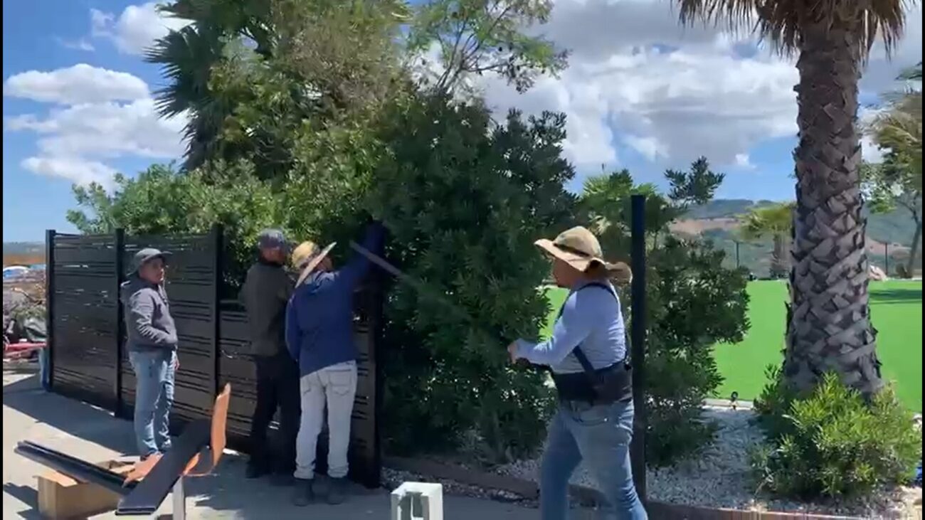 Brown Aluminum fence