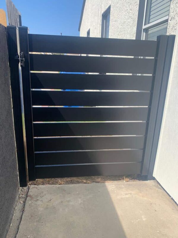 Modern black aluminum fence