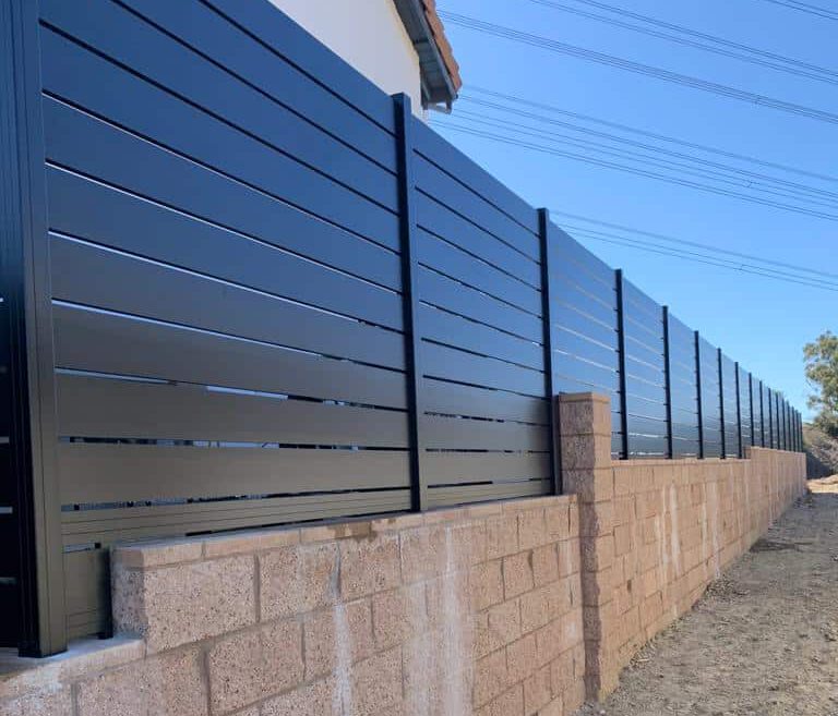 Modern black aluminum fence