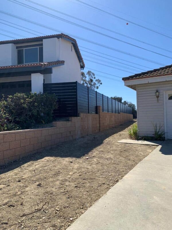 Modern black aluminum fence