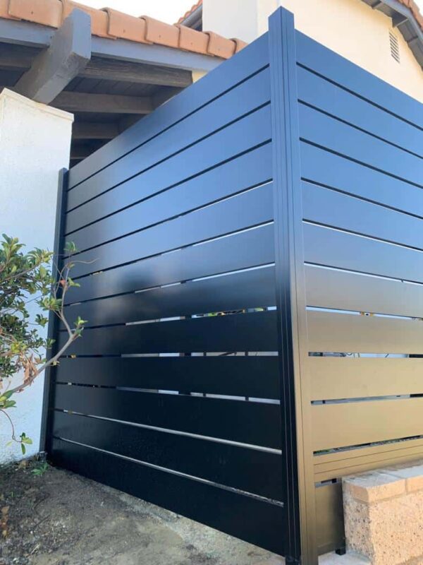 Modern black aluminum fence