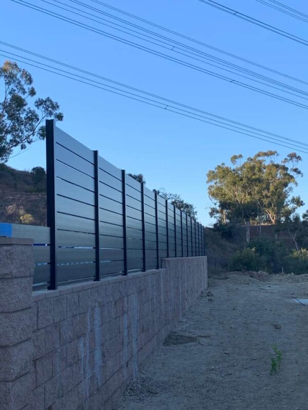 Modern black aluminum fence