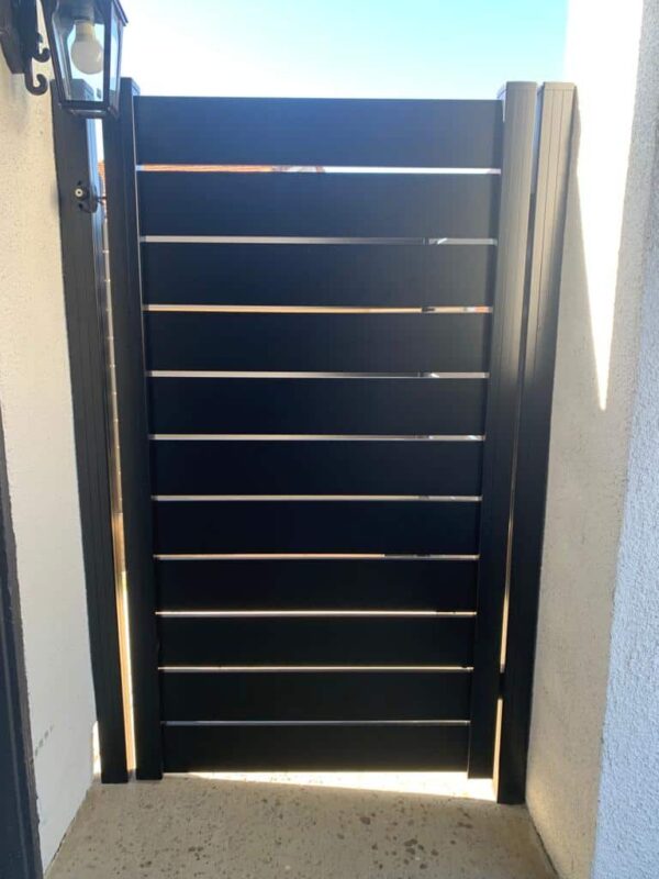 Modern black aluminum fence