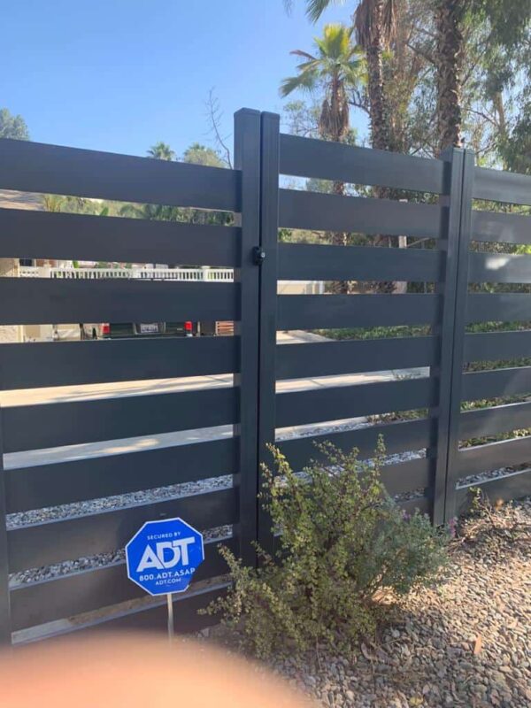 Modern black aluminum fence