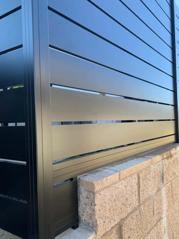 Modern black aluminum fence