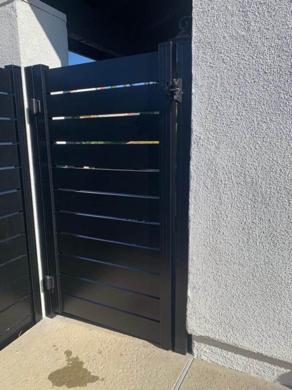 Modern black aluminum fence