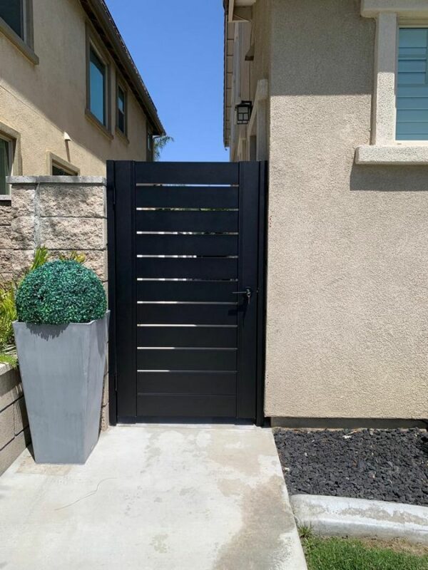 Black Aluminum side yard gates in Scottsdale