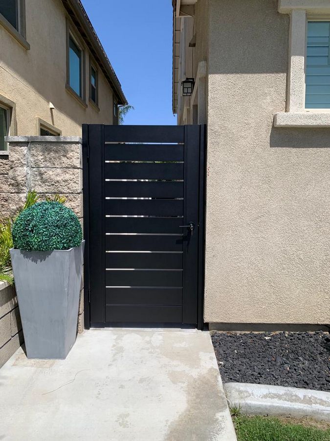 Black Aluminum side yard gates in Scottsdale