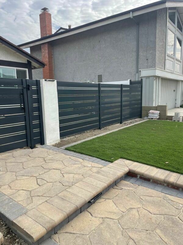 Black Aluminum fence and pedestrian gate