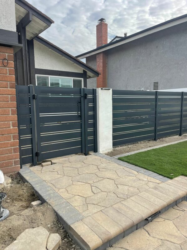 Black Aluminum fence and pedestrian gate