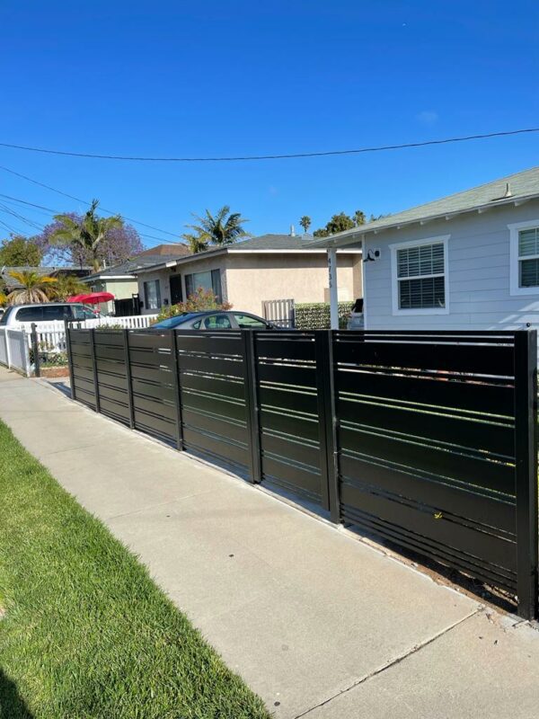 Black Aluminum fence and sliding gate