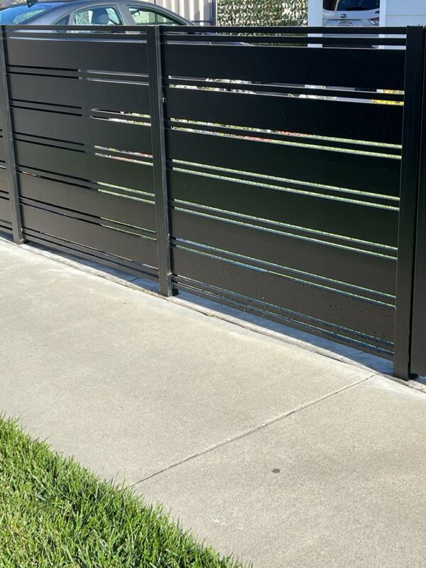 Black Aluminum fence and sliding gate