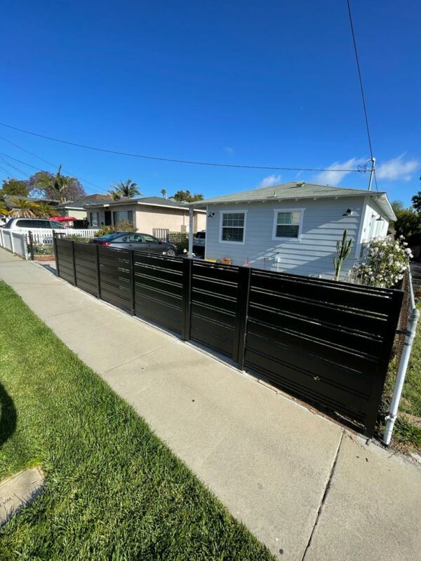 Black Aluminum fence and sliding gate