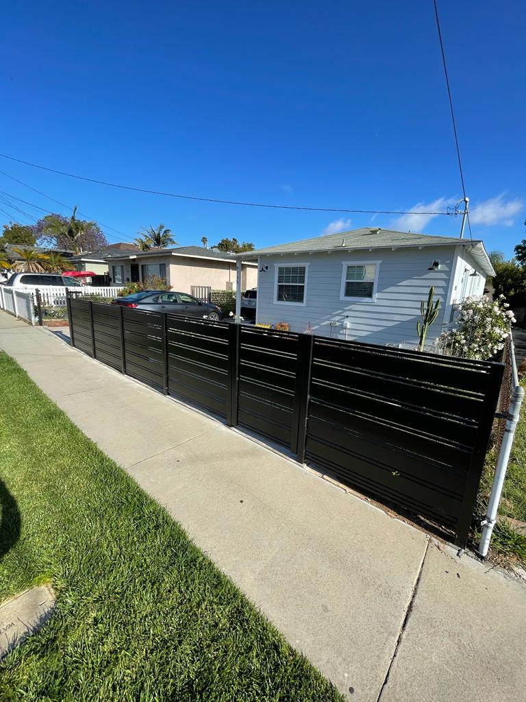 Black Aluminum fence and sliding gate