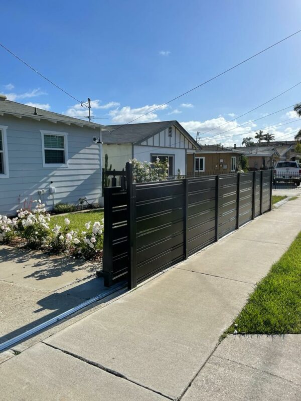 Black Aluminum fence and sliding gate