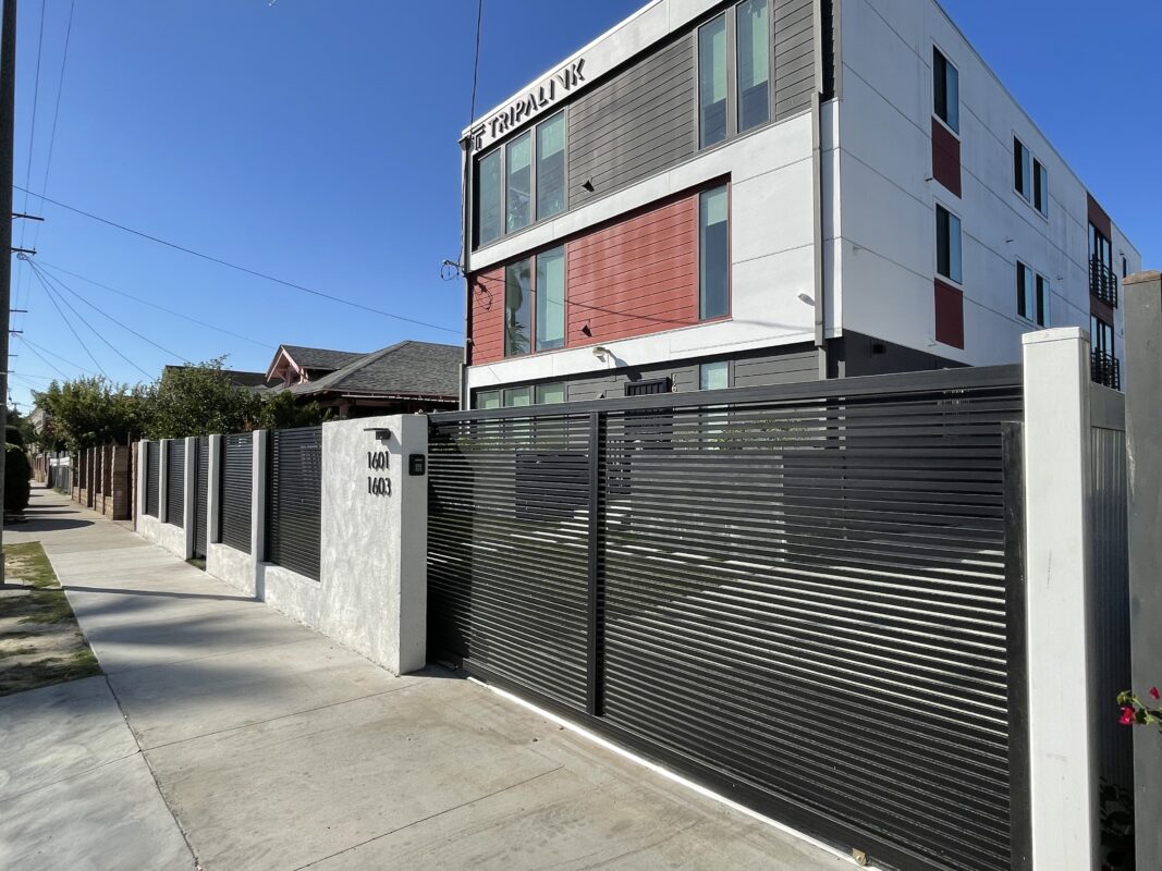 Apartment building front fence and gate