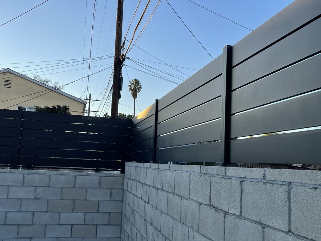Black aluminum wall topper in Los Angeles