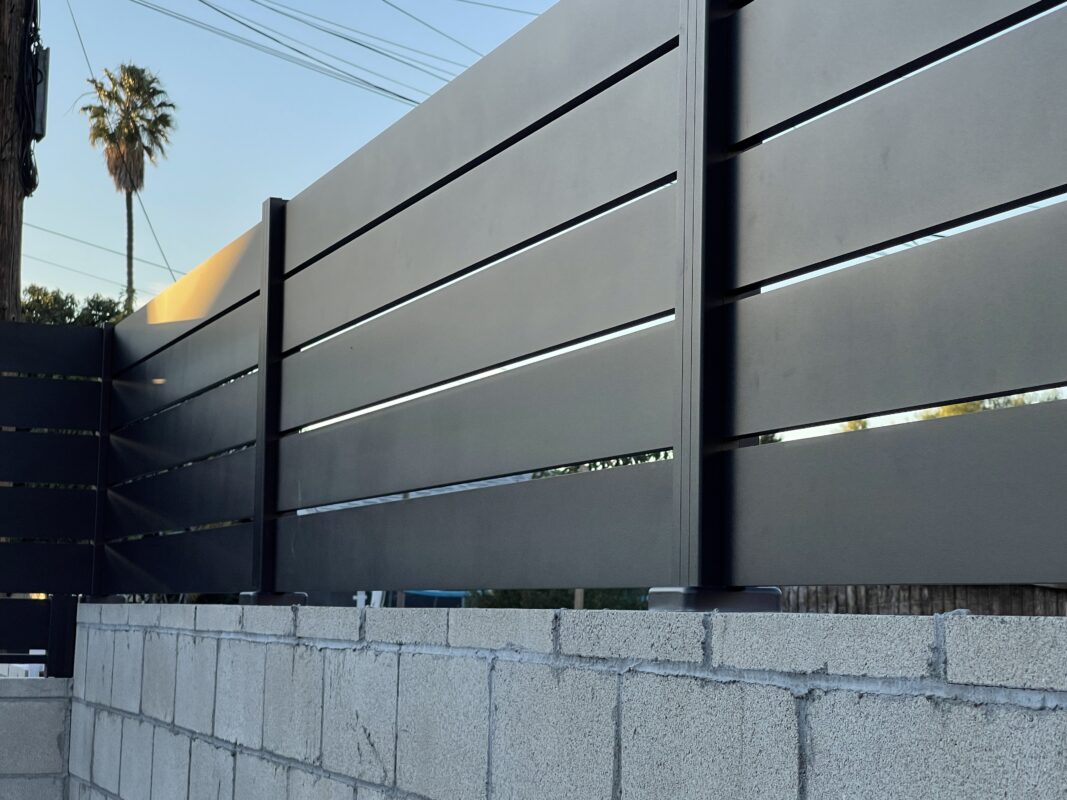 Black aluminum wall topper in Los Angeles