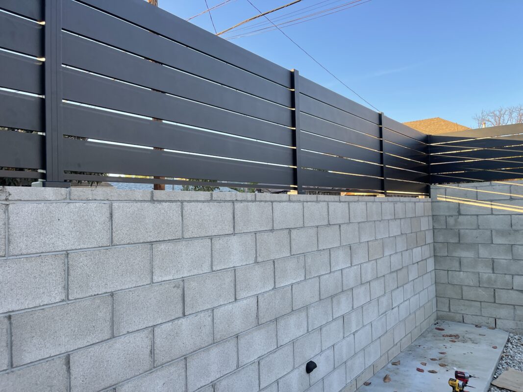 Black aluminum wall topper in Los Angeles