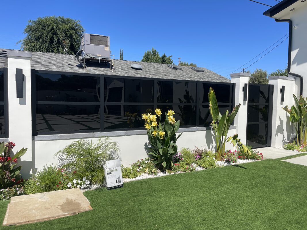 Black acrylic and aluminum fence