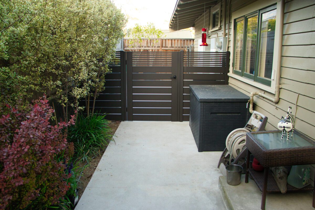 Aluminum Bronze Pedestrian Gate Privacy Panels Installed In Residential Area