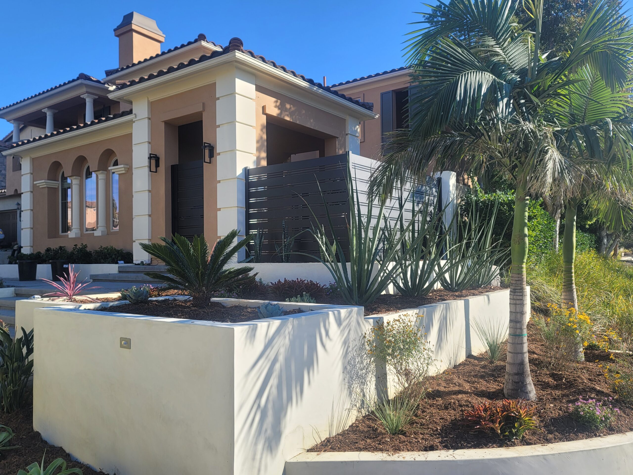 Stylish Aluminum Pedestrian Gate Enclosing Residential Walkway