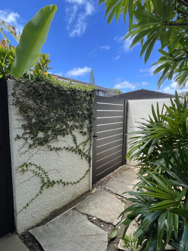 Second of Two Aluminum Pedestrian Gates installed in courtyard